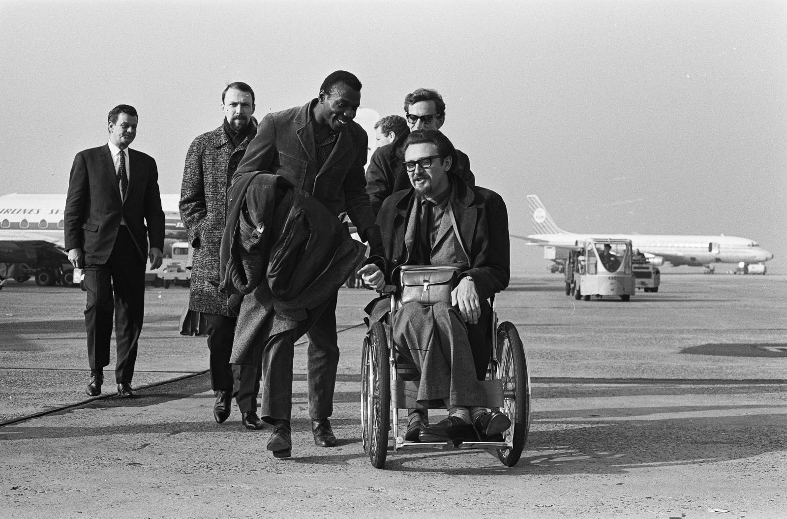 John Coltrane arriving at Schiphol Airport, 1963